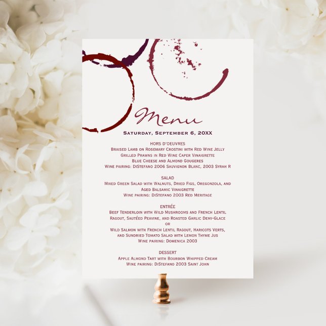 Menu Manchas de Vinho Tinto Escuro Rústico Jantar de Ca (Criador carregado)