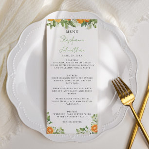 Menu Mandarin Orange Watercolor Casamento