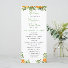 Menu Mandarin Orange Watercolor Weding Program