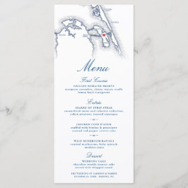 Menu Manteo Roanoke NC Map Marinho Elegante Casamento A