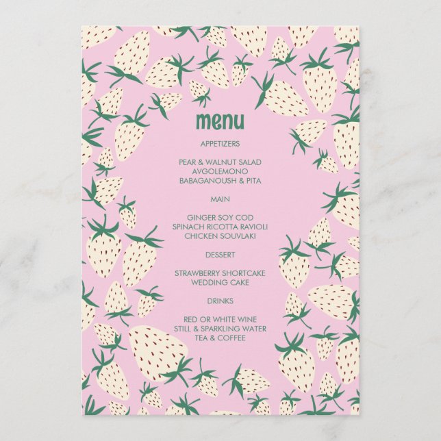 Menu Mão de Amorango Branco, Cute Pineberry, Dobra PERS (Frente)