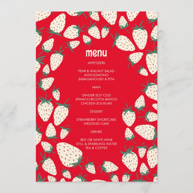 Menu Mão de Amorango Branco, Cute Pineberry, Dobra PERS (Frente)