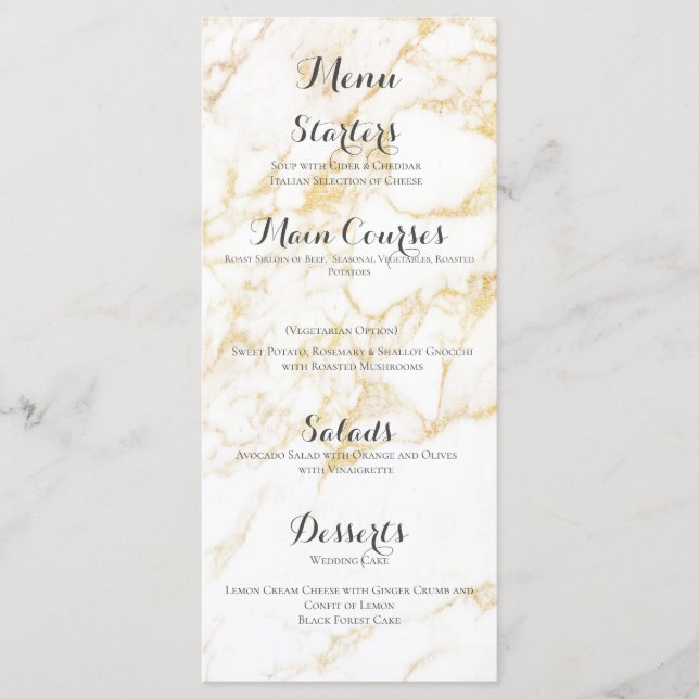 Menu Marble branco e Dourado (Frente)