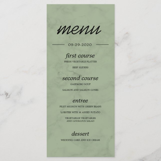 Menu Marble Greenery Botanatos (Frente)