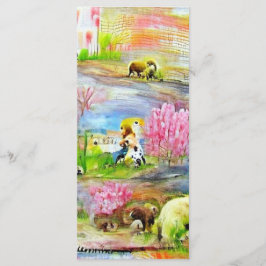 Menu Marcador de Paisagem de Aquarela