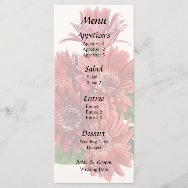 Menu Margaridas Gerbera Vermelhas (Frente)