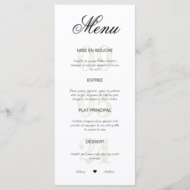 Menu mariage  (Frente)