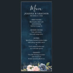 Menu Marinho Azul Blush Rosa Rosa Boho Casamento<br><div class="desc">Belo carde cardápio de boho floral apresenta gráficos florais de cor d'água pintados manualmente / rosas em tons ricos de azul marinho e cor-de-rosa / pêssego e estilo encantador de letras de mão. Entre em contato comigo para obter ajuda sobre a personalização ou se você precisar de outro produto com...</div>