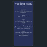 Menu marinho Azul Moderno de Casamento<br><div class="desc">Marinho azul moderno menu casamento convites personalizados com texto personalizável</div>