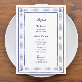 Menu Marinho Azul Playful Casamento Desenhado à Mão