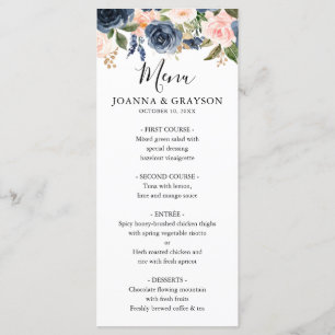 Menu Marinho Blue Blush Rose Boho Casamento