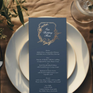 Menu marinho clássico de crista botânica de ouro Casame