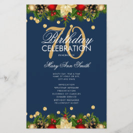 Menu Marinho Dourado do Programa de Festa de anive