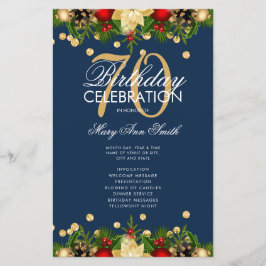 Menu Marinho Dourado do Programa de Festa de anive