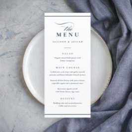 Menu Marinho Elegante Clássico Casamento Azul e Branco