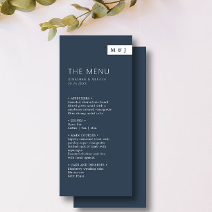 Menu Marinho Formal Clássico Casamento do Monograma Azu