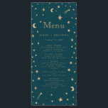 Menu Marinho Místico Dourado Estrelas Casamento da Lua<br><div class="desc">Marinho Místico Dourado Estrelas Casamento da Lua</div>