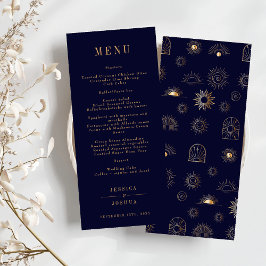 Menu Marinho Ouro de Lua do Crescente Sol Celeste