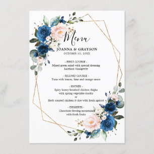 Menu Marinho Românico Azul Esmagado Rosa Floral