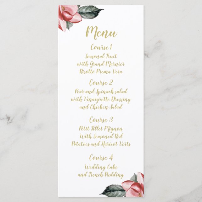 Menu Marsala Floral Wedding (Frente)