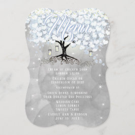 Menu Mason Jar Blue Heart Leaf Tree Watercolor