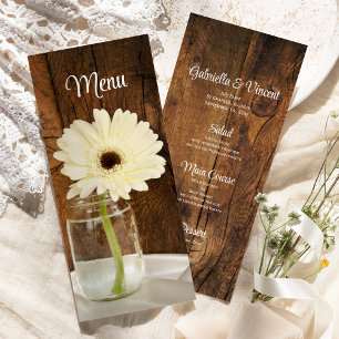Menu Mason Jar e White Daisy Barn
