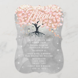 Menu Mason Jar Pink Heart Leaf Tree Watercolor