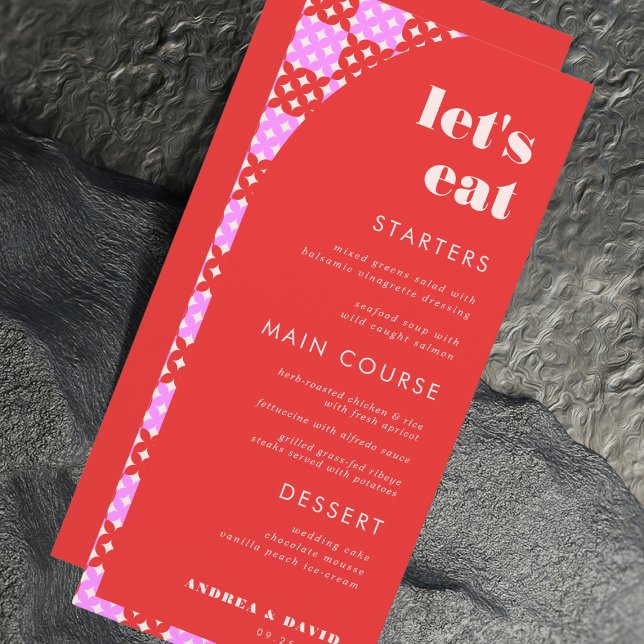 Menu Meio século Rosa e Vamos Vermelho no Casamento (Criador carregado)