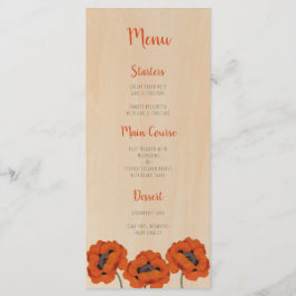 Menu Menina do Batismo Rústico Papoulas Madeira Vermelh