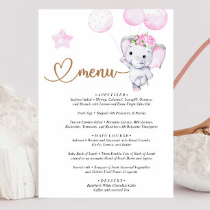 Menu Menina Elefante & Flores Chá de Bebê
