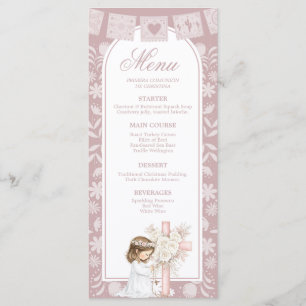 Menu Menina Rosa Ajoelhada Primera Comunion