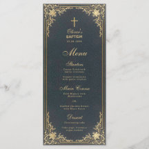Menino Azul do Batismo Vintage Dourado  Caligrafia