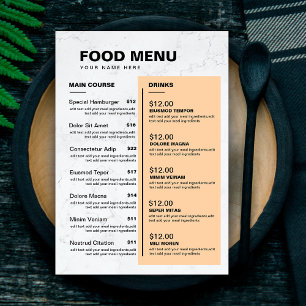 Menu Mermer da Comida do Restaurante Moderno   Lis
