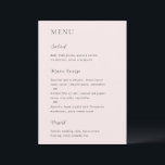 Menu Merrin Blush Elegant Wedding<br><div class="desc">Menu moderno de casamento com um design simples mas elegante.</div>