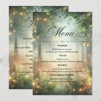 Menu Mesa de Casamento com Magia da Floresta Mística do