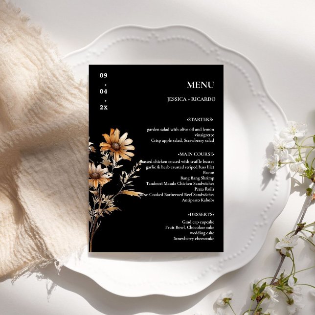 Menu Mesa de Casamento de Boho Wildflower Elegante Mini (Criador carregado)