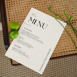 Menu Mesa de Casamento Mínimo Negra de Dinheiro Antigo 
