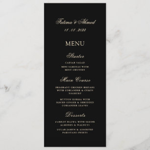 Menu Mesa Mínima Moderna Dourada de Casamento Muçulmano