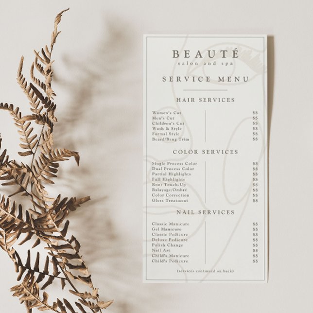 Menu Mineral Mínimo Moderno da Ivory/Spa Neutro (Criador carregado)