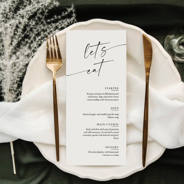 Menu Minimal and Chic Calligraphy Dinner Wedding (Criador carregado)