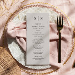 Menu Minimal and Chic | Soft Gray and Black Wedding<br><div class="desc">These elegant,  modern light gray wedding menu cards or rehearsal dinner menu cards feature a simple black text design that exudes minimalist style. Add your initials or monogram to make them completely your own.</div>