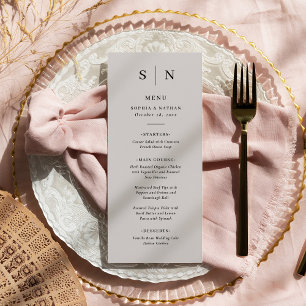 Menu Minimal and Chic Soft Gray and Black Wedding