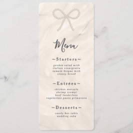 Menu Minimal Champagne Pearl Bow Wedding Reception