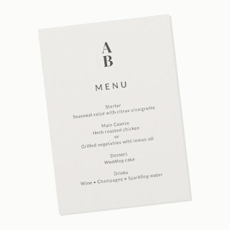 Menu Minimal Modern Civil Wedding