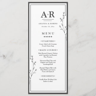 Menu Minimalist Black & White Wedding
