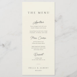 Menu Minimalist Calligraphic Ivory Wedding