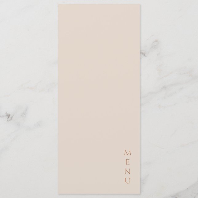 Menu Minimalist Desert Sand Copper Script  Wedding  (Frente)