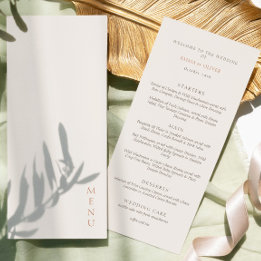 Menu Minimalist Ivory Copper Script  Wedding 