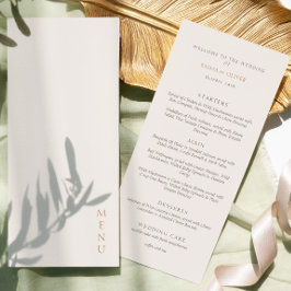 Menu Minimalist Ivory Copper Script  Wedding 