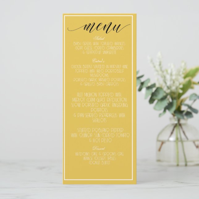 Menu Minimalista Amarelo de Mostarda (Em pé/Frente)